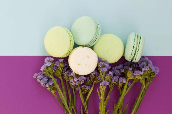 Bild Von Kuchen Macaron Oder Makronen Von Oben Bunte Mandelkekse — Stockfoto