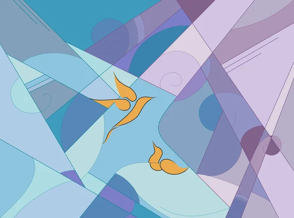 Sarı kuşlar ile soyut mavi menekşe arka plan resmi