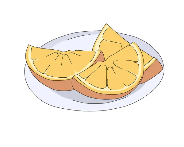 Illustration of orange on saucer — Stock Photo, Image