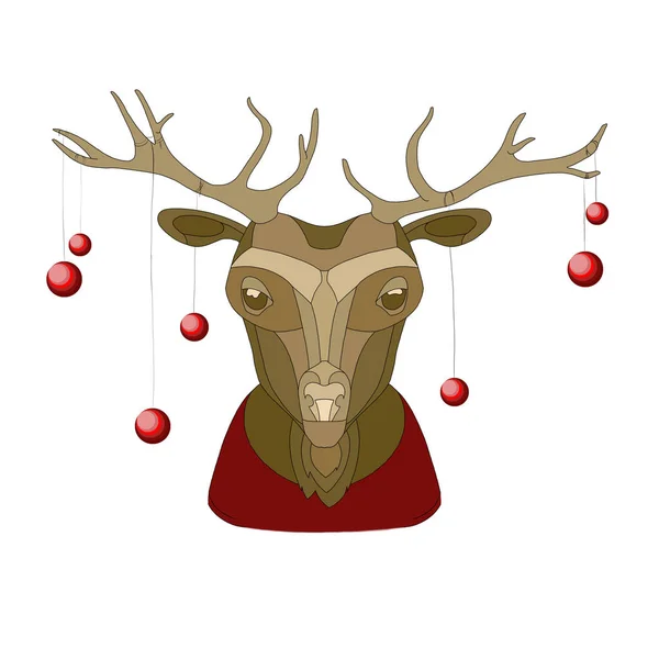 illüstrasyon kırmızı Noel top ile Noel geyik