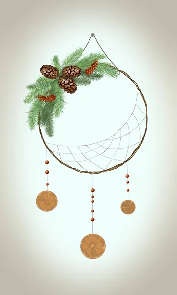 portakal ile Noel çelenk Dreamcatcher gibi gösteren resim