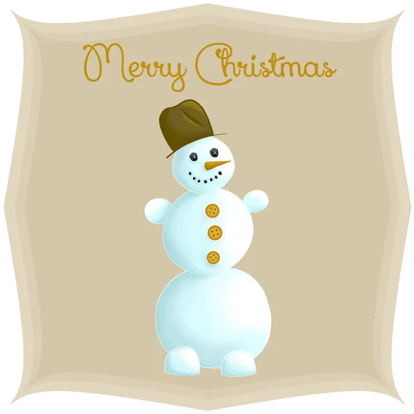 Noel kardan adam bir krem arka planda Merry Christmas illüstrasyon