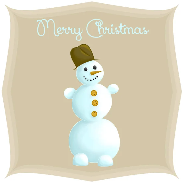 Illustration of Christmas snowman on a cream background Merry Christmas — Stock Photo, Image