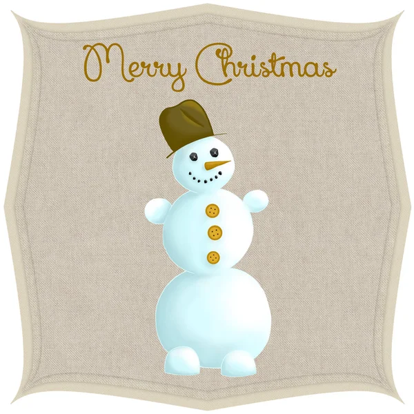 Noel kardan adam bir krem arka planda Merry Christmas illüstrasyon