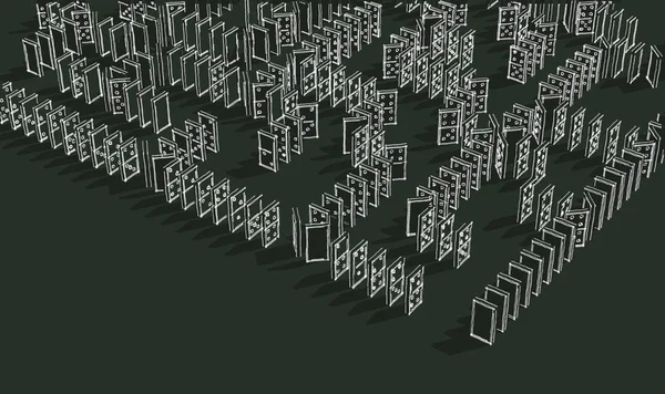Labirinto di illustrazione di parti di domino — Foto Stock