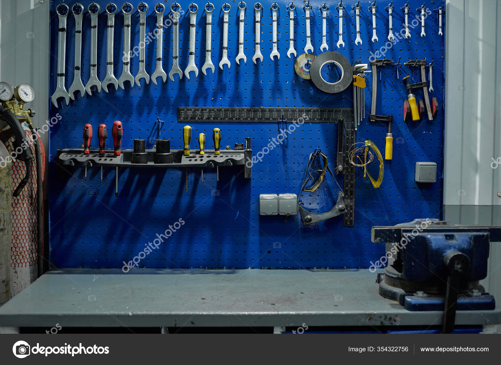 Tools Equipment Workplace Car Mechanic Car Workshop Stock Photo by