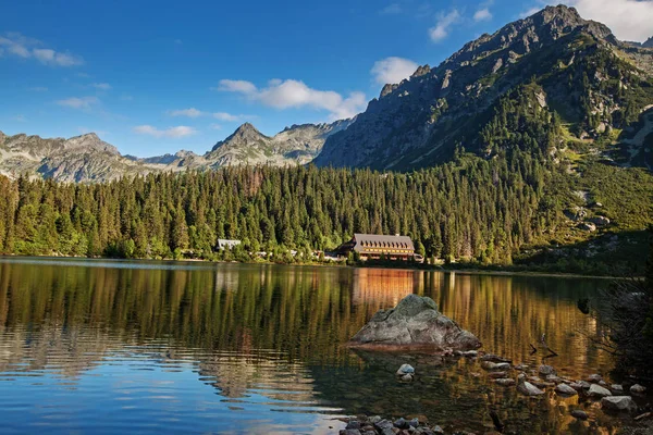 Panorama Popradske pleso Gölü vadinin Tatra Dağları, Slovakya, Avrupa