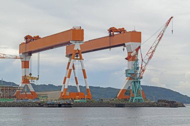 Tersanede iki büyük gemi inşa eden Gantry Turnaları