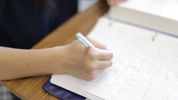 Étudiant écrit le travail dans un cahier — Video