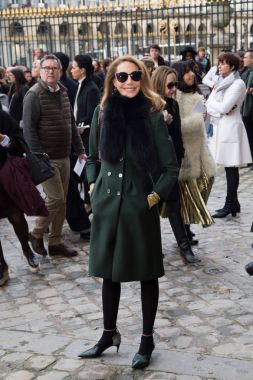 Paris, Fransa - 4 Mart 2016: Marisa Berenson Dior moda gösterisi Paris moda haftası sırasında gelen görülür: kadın giyim sonbahar kış 2016/2017