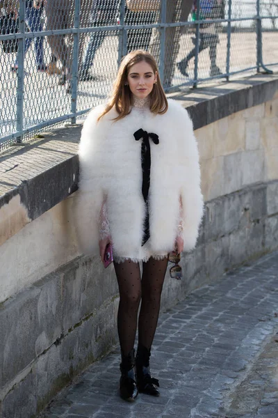 Paris França Março 2016 Chiara Ferragni Vista Chegando Elie Saab — Fotografia de Stock