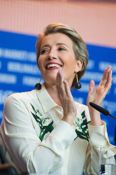 Berlim Alemanha Fevereiro Atriz Emma Thompson Assiste Conferência Imprensa Sozinha — Fotografia de Stock