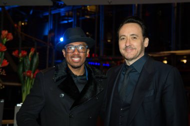 Berlin, Almanya - 16 Şubat 2016: Nick Cannon ve John Cusack, Berlin 'deki 66. Berlinale Uluslararası Film Festivali Berlin' deki 'Chi-Raq' galasına katıldılar..
