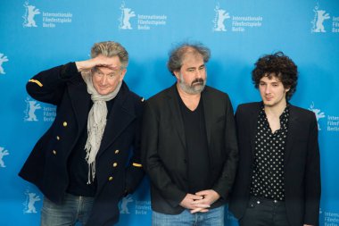 BERLIN, GERMANY - FEBRUARY 19: (L-R) Director Benoit Delepine, director Gustave Kervern and actor Vincent Lacoste attend the 'Saint Amour' photo call during the 66th Berlinale International Film Festival Berlin at Grand Hyatt Hotel on February 19, 20