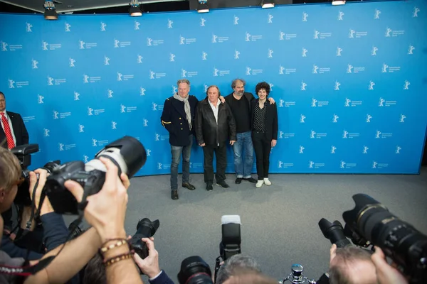 Berlin Tyskland Februari Regissör Benoit Delepine Gerard Depardieu Regissör Gustave — Stockfoto