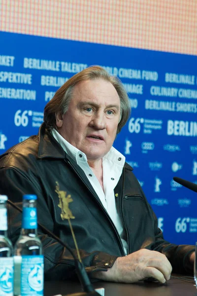 Berlin Germany February Actor Gerard Depardieu Attends Saint Amour Press — Stock Photo, Image