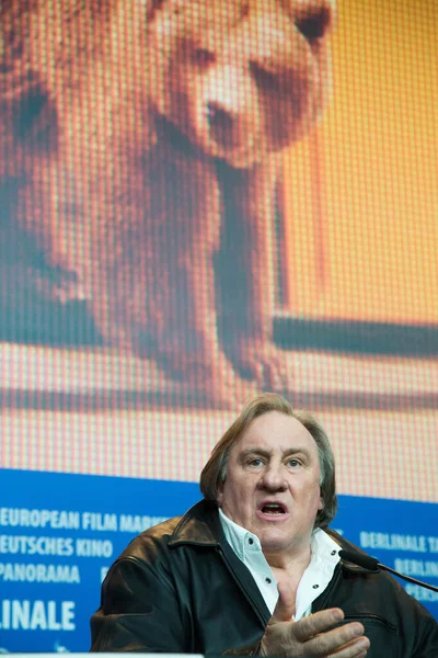 Berlin Germany February Actor Gerard Depardieu Attends Saint Amour Press — Stock Photo, Image