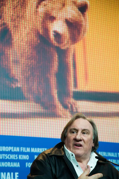 Berlín Alemania Febrero Actor Gerard Depardieu Asiste Conferencia Prensa Saint — Foto de Stock