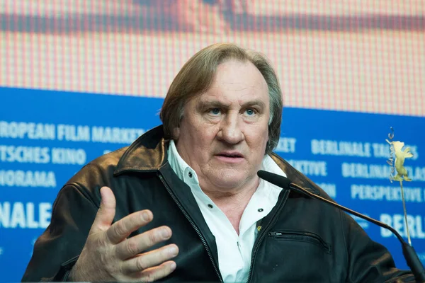 Berlino Germania Febbraio Attore Gerard Depardieu Partecipa Alla Conferenza Stampa — Foto Stock