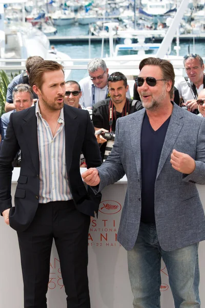 Ryan Gosling Russell Crowe Festiwalu Cannes Maja 2016 Cannes Franc — Zdjęcie stockowe