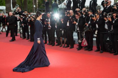 CANNES, FRANCE - 13 Mayıs 2016 tarihinde Fransa 'nın Cannes kentinde düzenlenen 69. Cannes Film Festivali' nde Juliette Binoche 'Slack Bay (Ma Loute)' in gösterimine katıldı. 