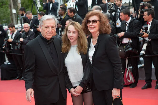 Cannes France Μαΐου Costa Gavras Σύζυγο Michele Και Καλεσμένη Στην — Φωτογραφία Αρχείου