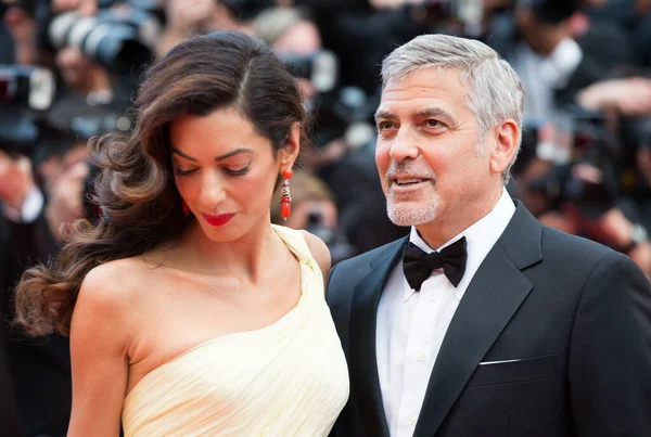 Cannes France May Amal Clooney George Clooney Відвідують Показ Money — стокове фото