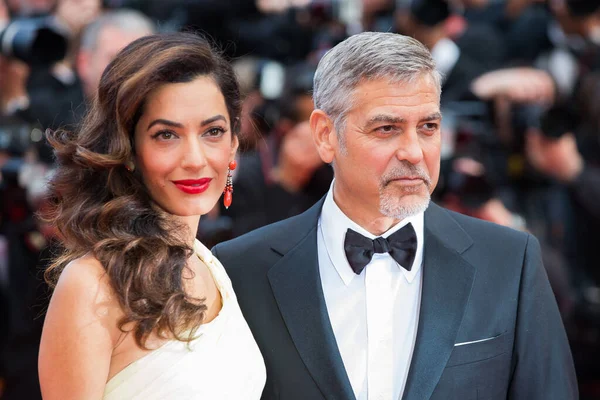 Cannes France May Amal Clooney George Clooney Відвідують Показ Money — стокове фото