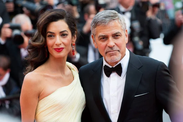 Канны Франция Мая Амаль Клуни Джордж Клуни Посетили Показ Денежного — стоковое фото