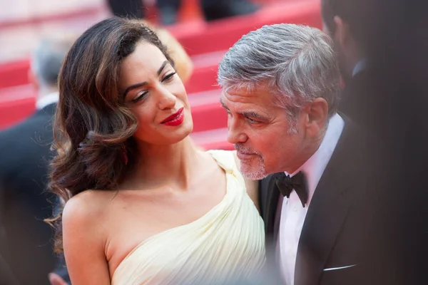 Cannes France May Amal Clooney George Clooney Відвідують Показ Money — стокове фото