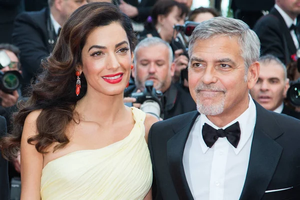 Cannes France May Amal Clooney George Clooney Відвідують Показ Money — стокове фото