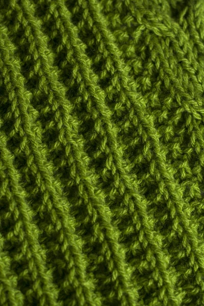 Green knitting fabric texture background — Stock Photo, Image