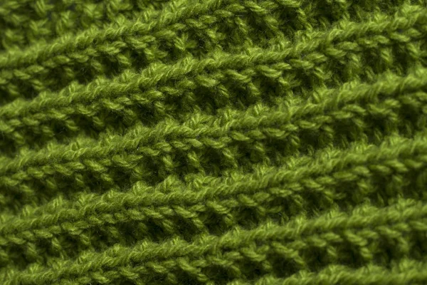 Green knitting fabric texture background — Stock Photo, Image