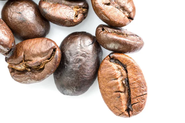 Roasted coffee beans on white — Stock Photo, Image