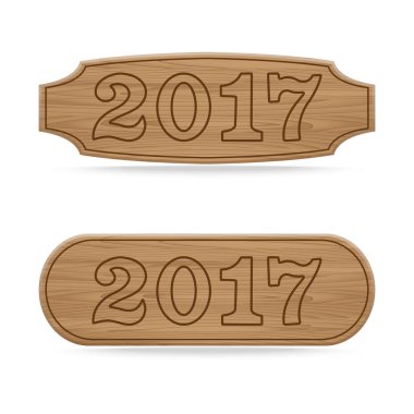 Ahşap işaret panoları kavramı 2017 yeni yıl 