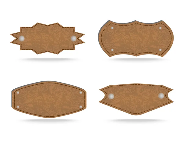 Formas de etiqueta de cuero — Archivo Imágenes Vectoriales