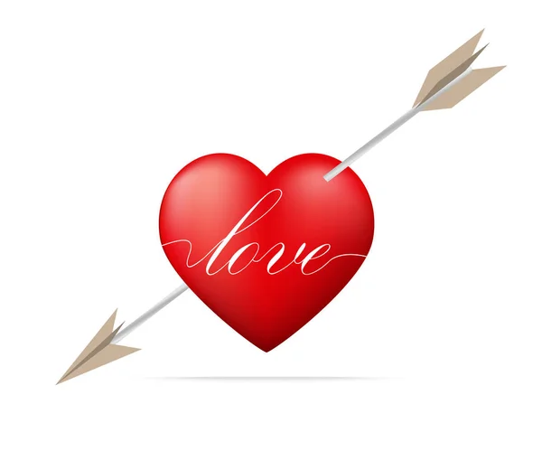 Red heart pierced by arrow — Stock Vector