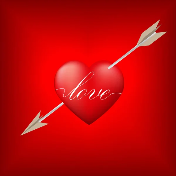 Red heart pierced by arrow — Stock Photo, Image