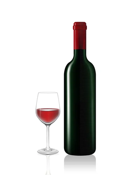 Wino i kieliszek do wina czerwonego na białym — Wektor stockowy