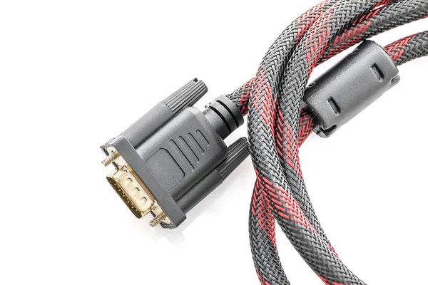 HDMI and VGA cable connector on white — Stock Photo, Image