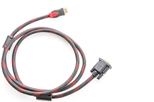 Kabel HDMI a Vga konektor kabelu na bílém — Stock fotografie