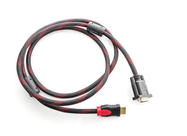 HDMI and VGA cable connector on white — Stock Photo, Image