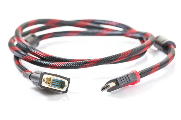 HDMI and VGA cable connector on white — Stock Photo, Image
