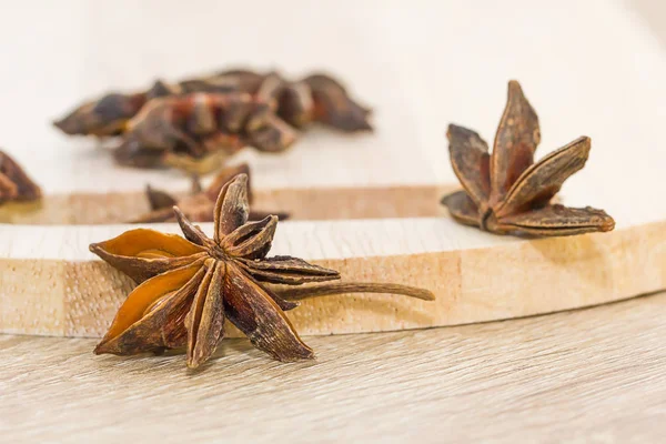 Close up Star anise seed on wood — Stock Photo, Image