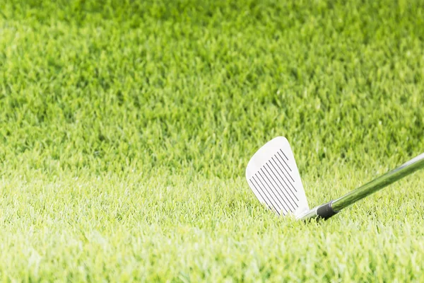 Гольф клуб на зеленій траві — стокове фото