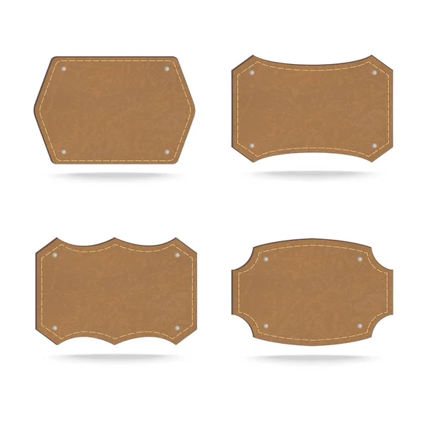 Conjunto de tag de couro no fundo branco — Vetor de Stock