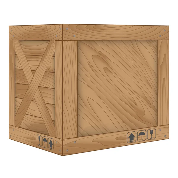 Vettore di scatola di legno marrone su bianco — Vettoriale Stock