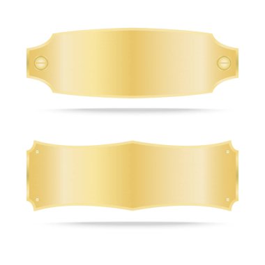 Vektör altın etiket metal veya Metalik altın isim levhası 