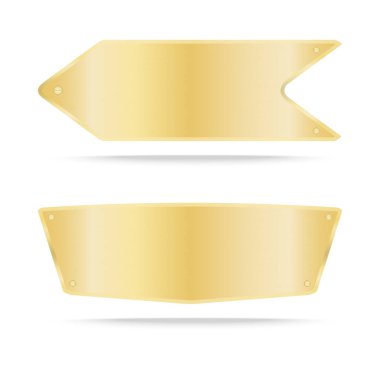 Vektör altın etiket metal veya Metalik altın isim levhası 