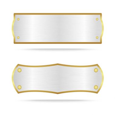 Vida ile gümüş metal etiket